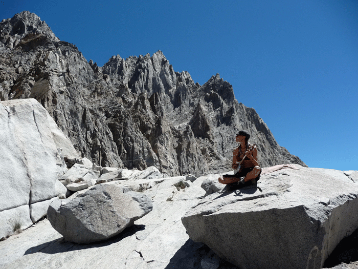 Looking towards the Palisades, plucking a tune, on top of Thunderbolt Col (Doug Robinson).