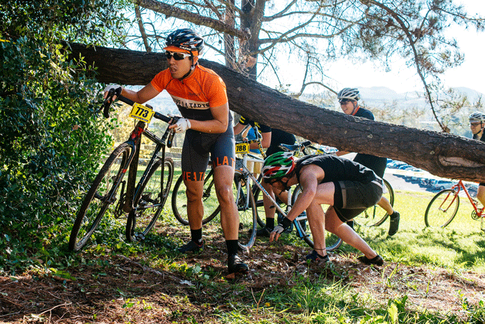Riders go over and under obstacles at Vallejo Cyclocross. Photo: Ted Ketai
