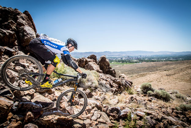 Giant Team Bike & Bean’s Ryan Gibson gets low on his VP VX Trail Race pedals at the Battle Born Enduro. Ryan reports that the whole team is pumped to their 2014 Team Championship title."We’re looking forward to challenging ourselves, having fun and building community!” (Called To Creation).