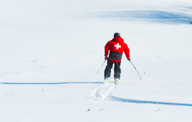 Ski Patrol Director Ted Tank makes fresh tracks.