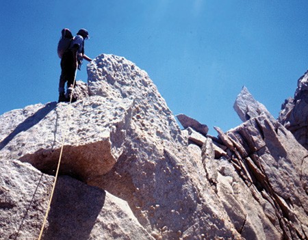 Photo of Fischer on the North Ridge of Lone Pine Peak