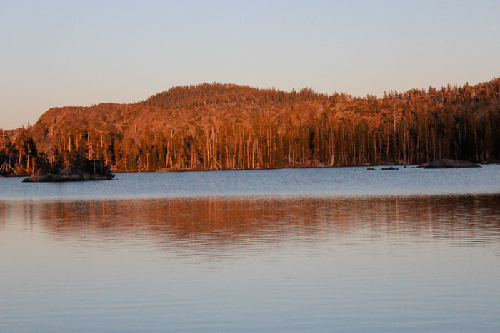 Middle Velma Lake at sunset.