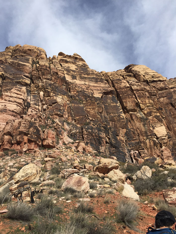 Canyon overview:  A look at Pine Creek Canyon.  Spectrum wall (where our climb was located) is on the lefthand side of the formation. A look at Birdland: Follow the cat ears from the top of the wall all the way down ... that's Birdland!