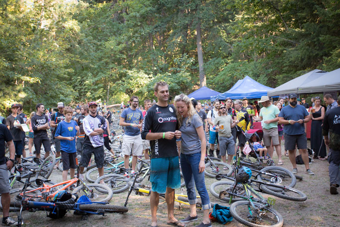 The after race scene is always good at the Ashland Mountain Challenge.  Racers had a beer garden to drink from, a good salad with pesto pasta and raffle prizes all to look forward to at the end of the day.