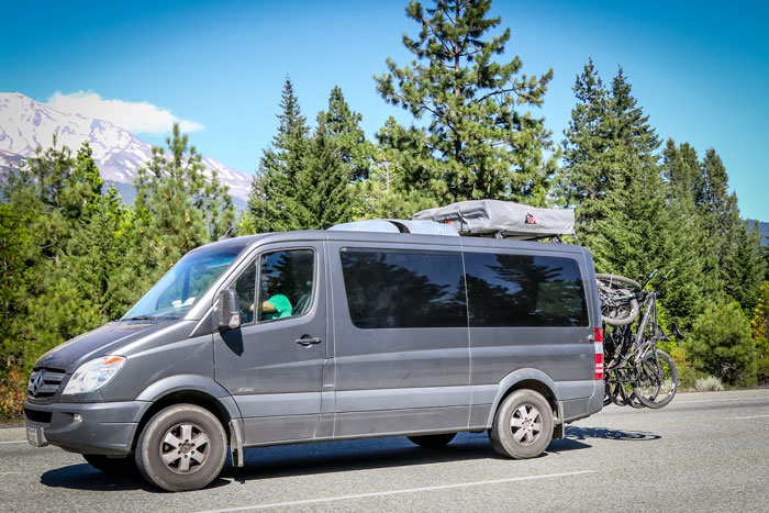 Van Life.  Scott Seymour and his family took two sprinters to the event from the Mariposa Ca area.  We caught up to them on Interstate 5 right as they passed Mt. Shasta.  Scott would finish 3 in the Sport Men Category while his Wife, Rachel, leads the series in Beginner Woman.