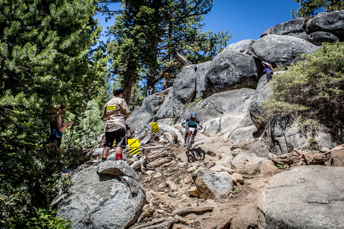 A rider bombs through the rock garden and the TRP Brake Zone. Photo: Called to Creation.