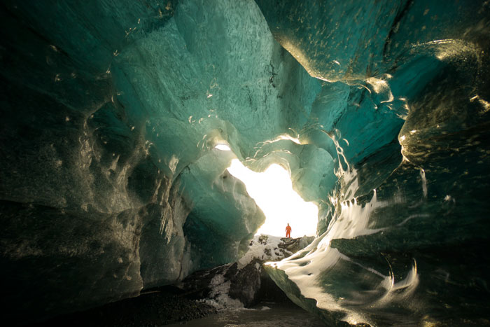 Gazing into a glacier, Iceland, 2014.