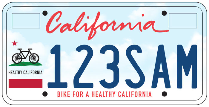 “Bike for a Healthy CA” License Plate