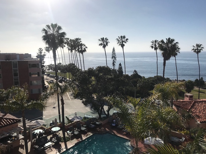 View of the ocean from motel room in La Jolla, California.