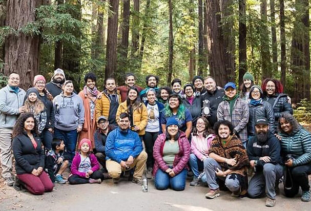 Group photo during a “We Got Us” campout in Big Sur — An Organized Campout thaT Baker does togeher with Jose Gonzalez, founder of Latino Outdoors