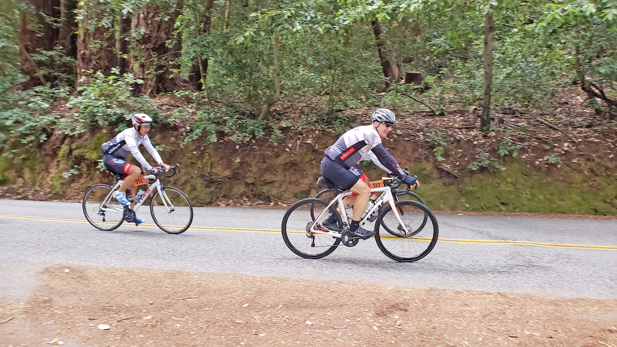 bikers riding at the Santa Cruz Mountains Challenge