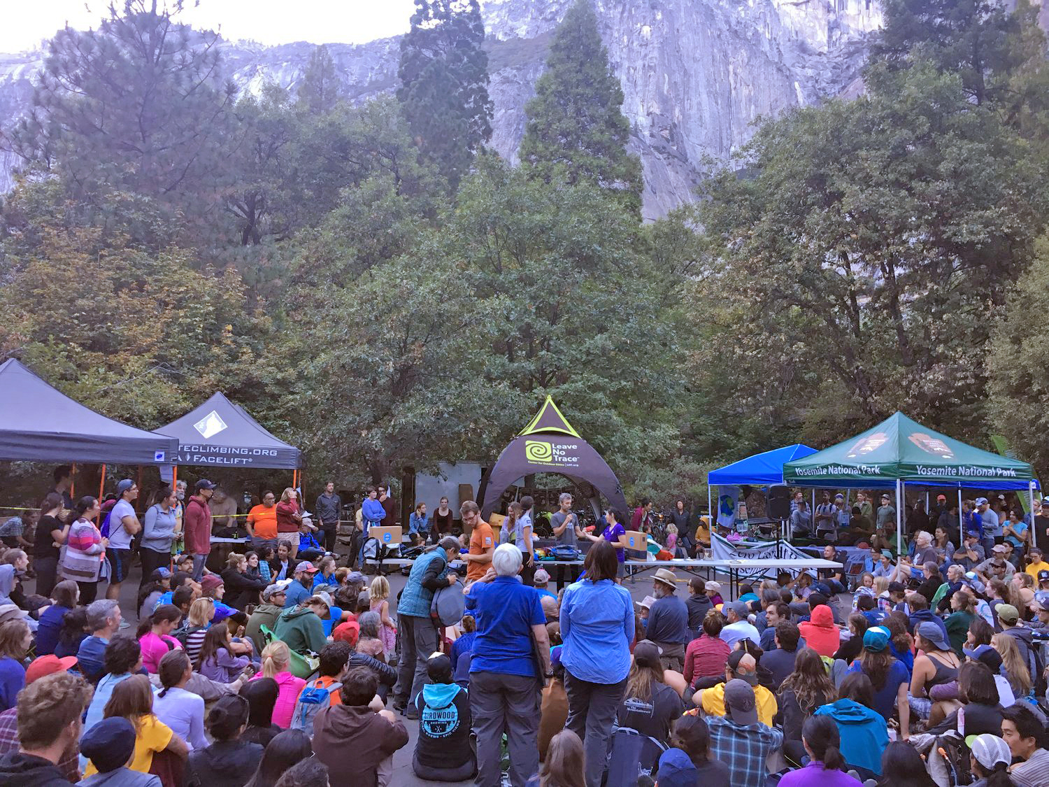 volunteers enjoy an evening in Yosemite 