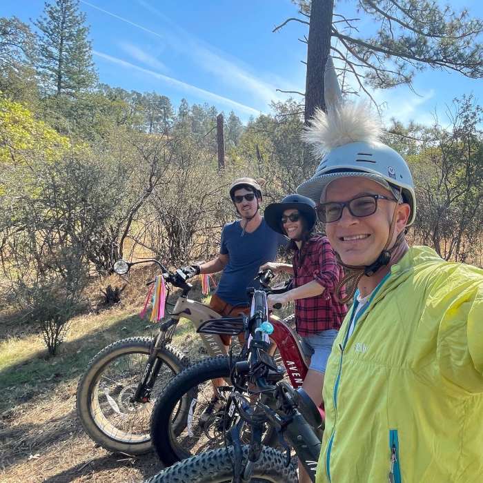 Riding with my good friends and new landlords Daniel Melendrez and Genny Goldsher: e-biking