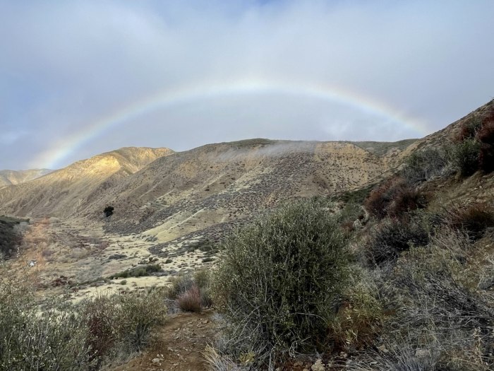 Rainbow over Sespe Wilderness, photo Leonie Sherman .