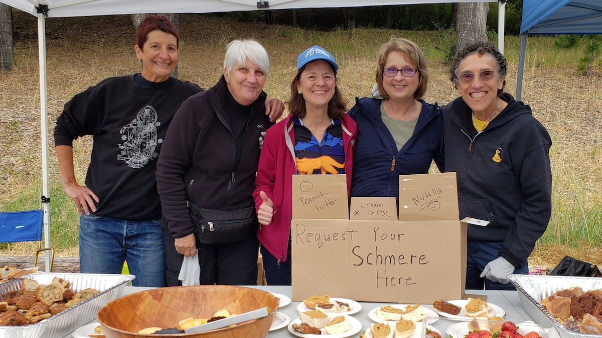 A group of smiling volunteers at one of the rest stops.