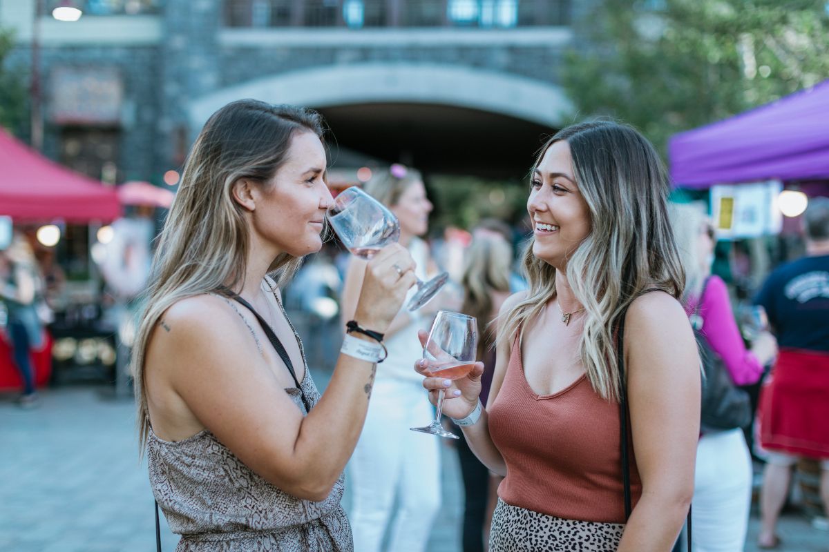 annual wine walk event in the village at mammoth