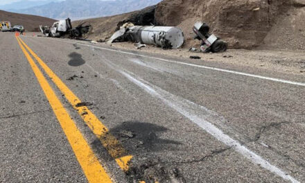 Truck Crash in Death Valley Spilled Liquid Asphalt