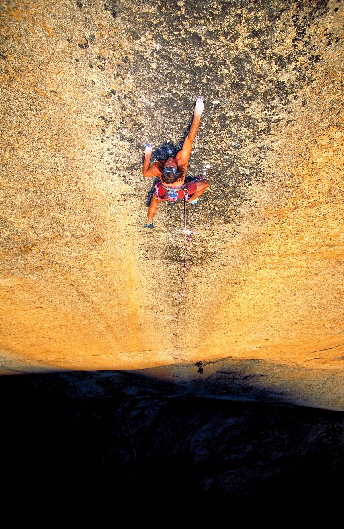 Photo of Ron Kauk climbing beautiful granite.