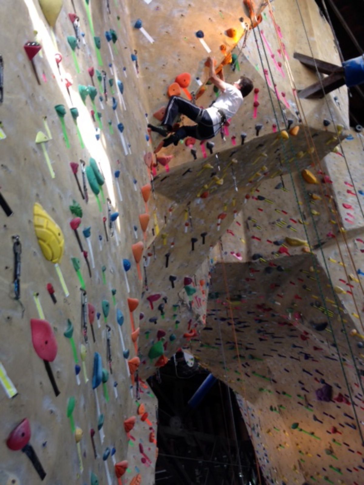 the author training at her local climbing gym